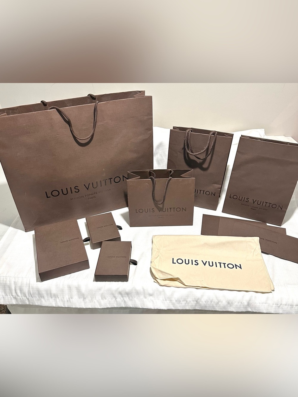 Louis Vuitton Packaging Lot Boxes All Have Dust Bags Shopping Bags Authentic LV